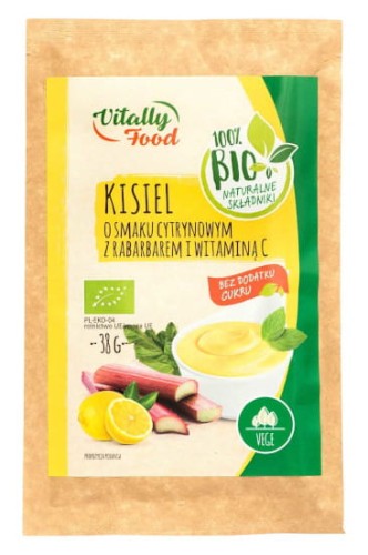 Kisiel ekologiczny o smaku cytrynowym z rabarbarem i wit. C 38g Vitally Food